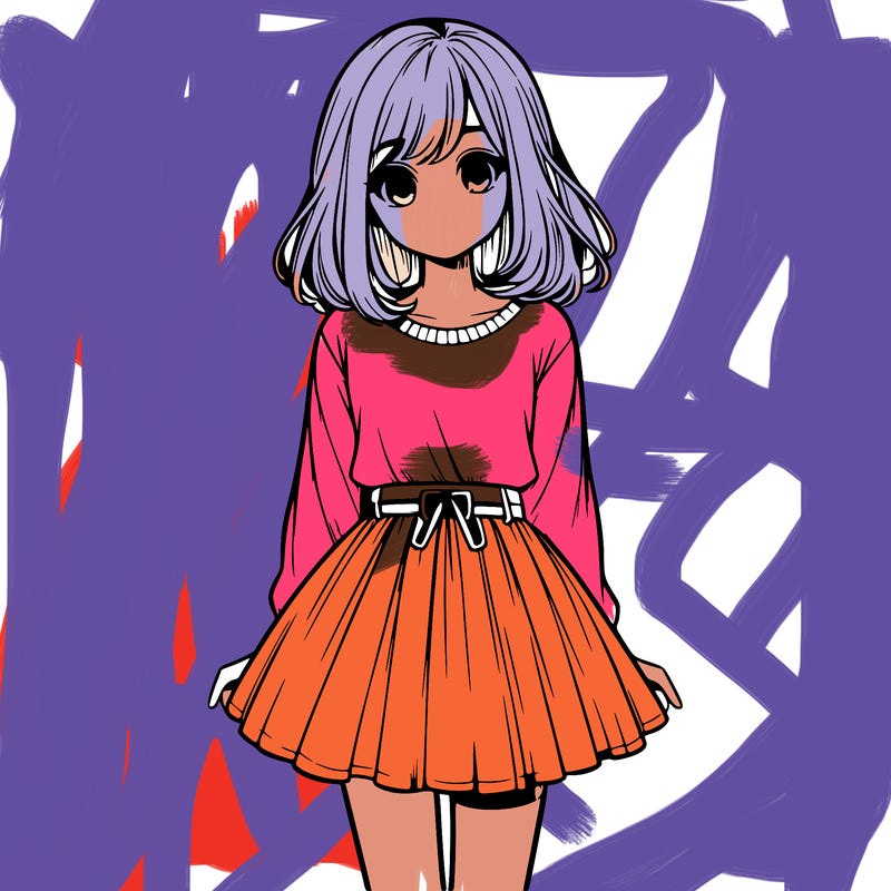 realistic girl with a skirt on
