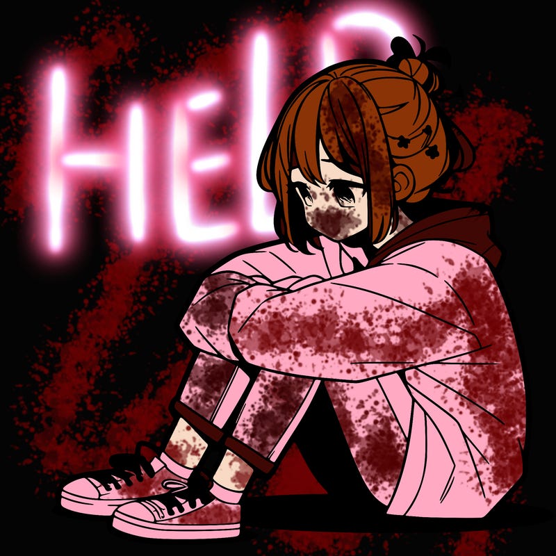 sad anime girl sitting alone