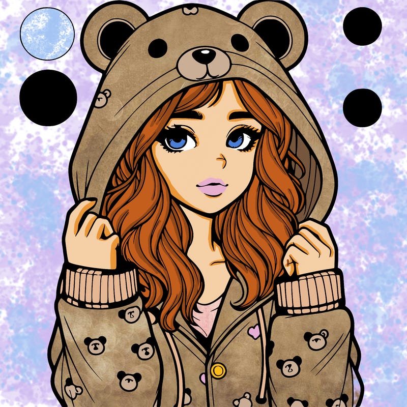 realistic girl in a animal pjs hoodie