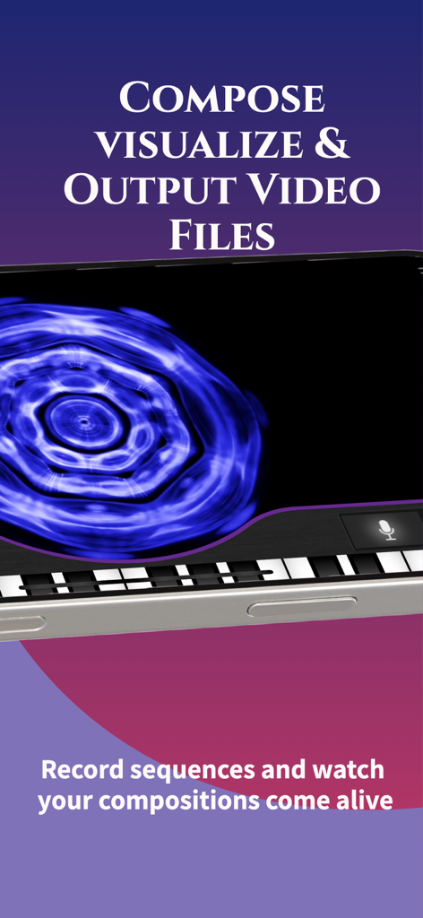 CymaScope - Um padrão cimático circular azul exibido na tela de um smartphone dentro da interface do aplicativo CymaScope.