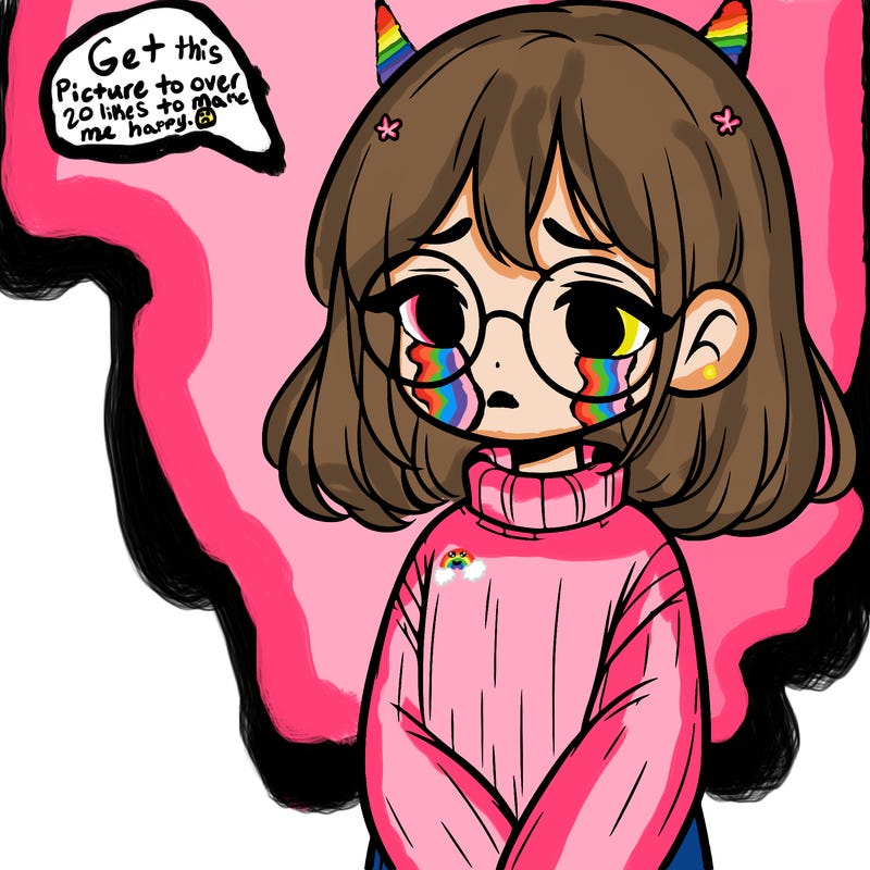 sad girl with glasses in a sweater