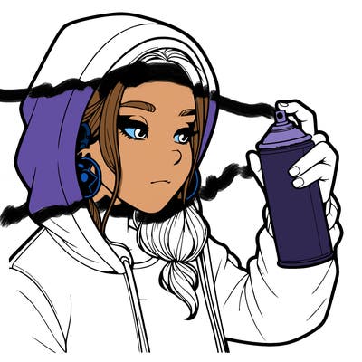 a realistic girl, spray painting