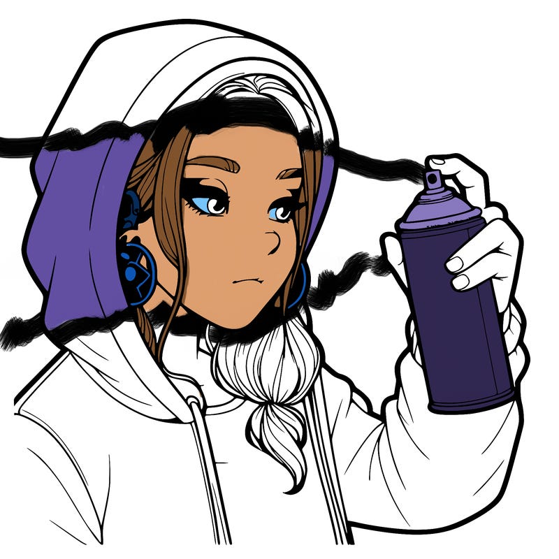 a realistic girl, spray painting