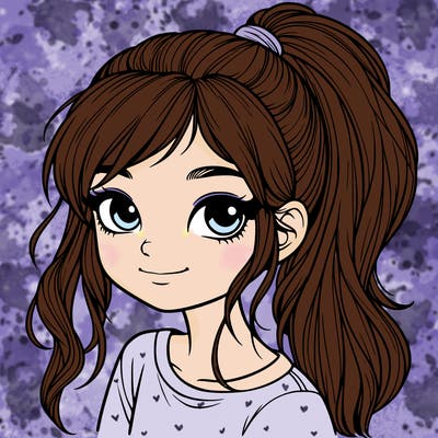 realistic girl with ponytail