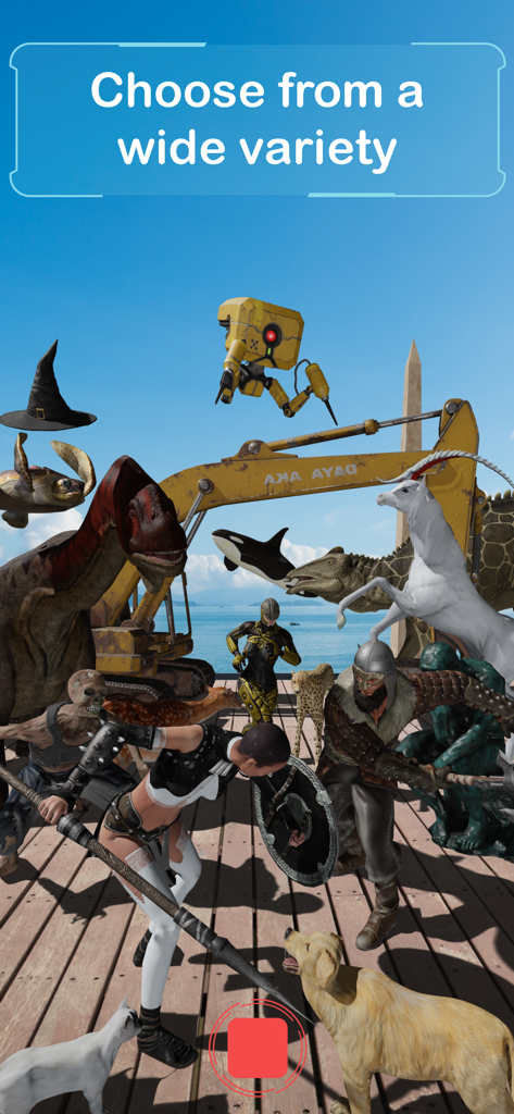 ARvid Augmented Reality - A collection of diverse 3D augmented reality models including animals and characters in the ARvid app