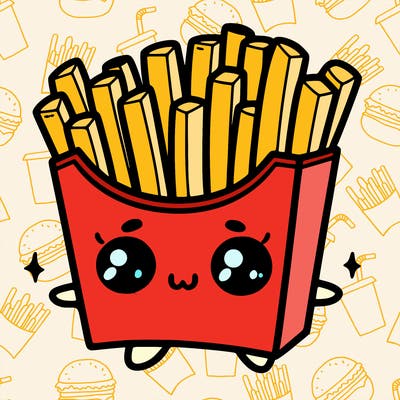 a cute. french fries