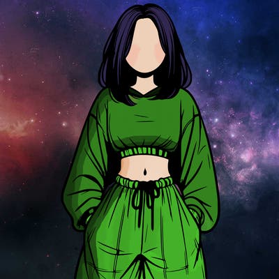 realistic girl faceless with baggy pants and a crop top