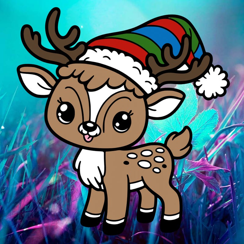 christmas reindeer with santa hat