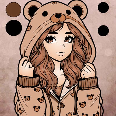 realistic girl in a animal pjs hoodie