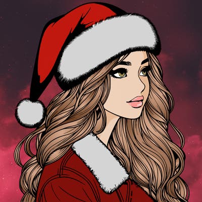 realistic girl in santa hat