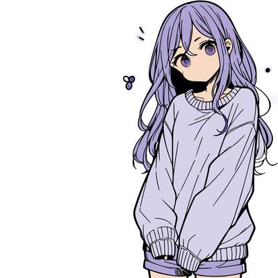 manga teen girl  in a sweater and baggy pants
