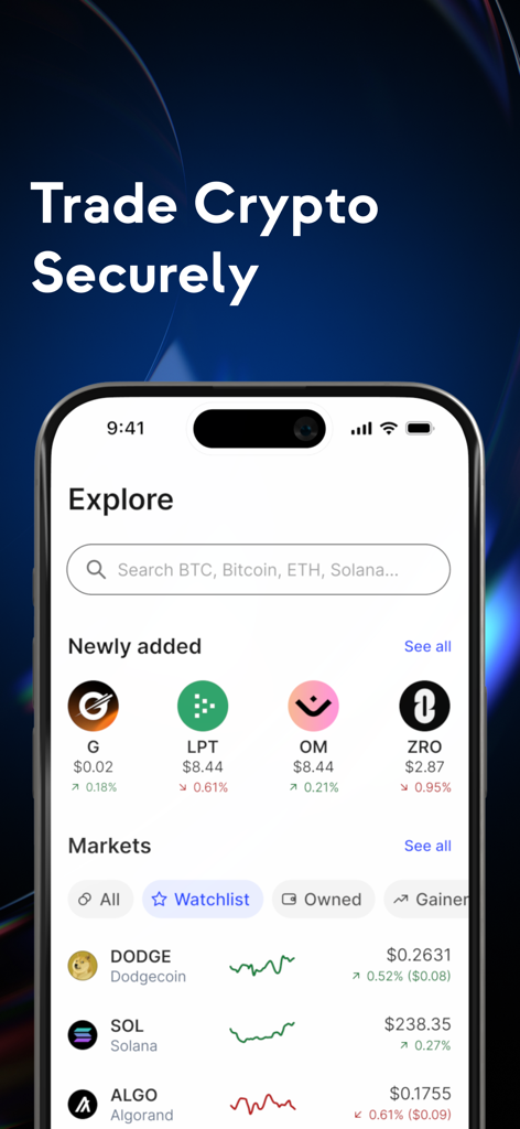 Interface of Coinhako app displaying cryptocurrency market prices and an explore section.