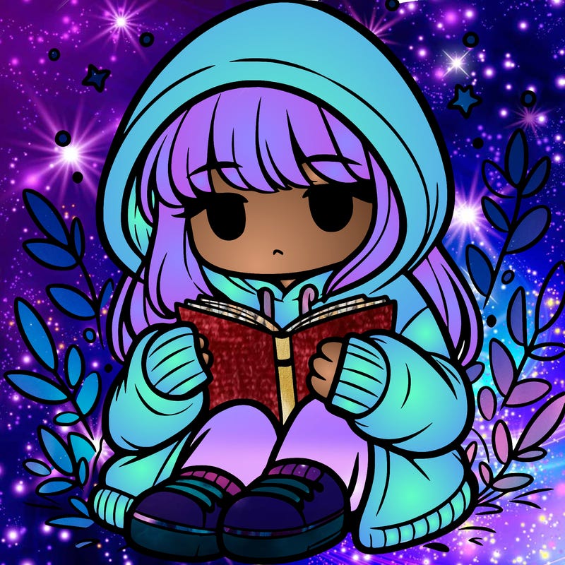 girl in oversized hoodie reading a book