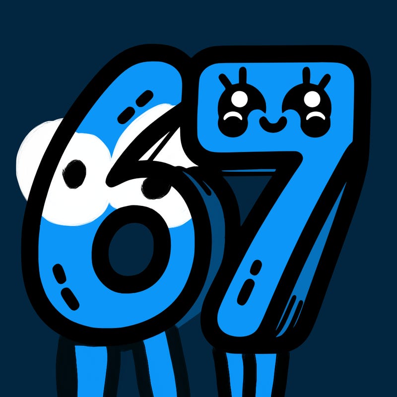 the numbers 67
