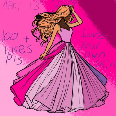 realistic woman with dress flowing in the wind