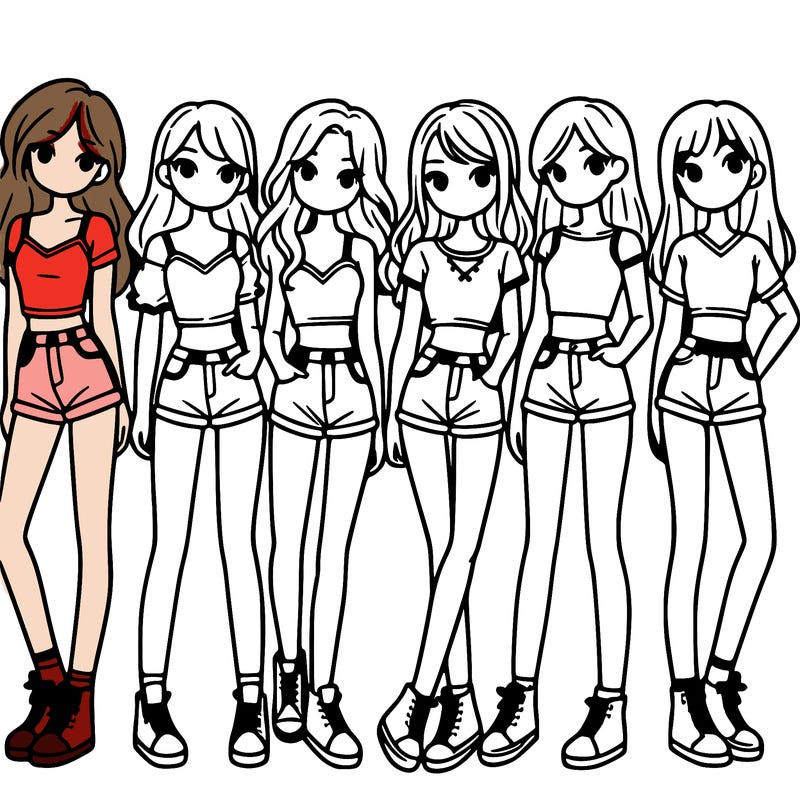 a group of girls wearing crop tops and shorts