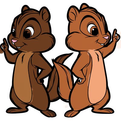 two tamias standing up split realistic