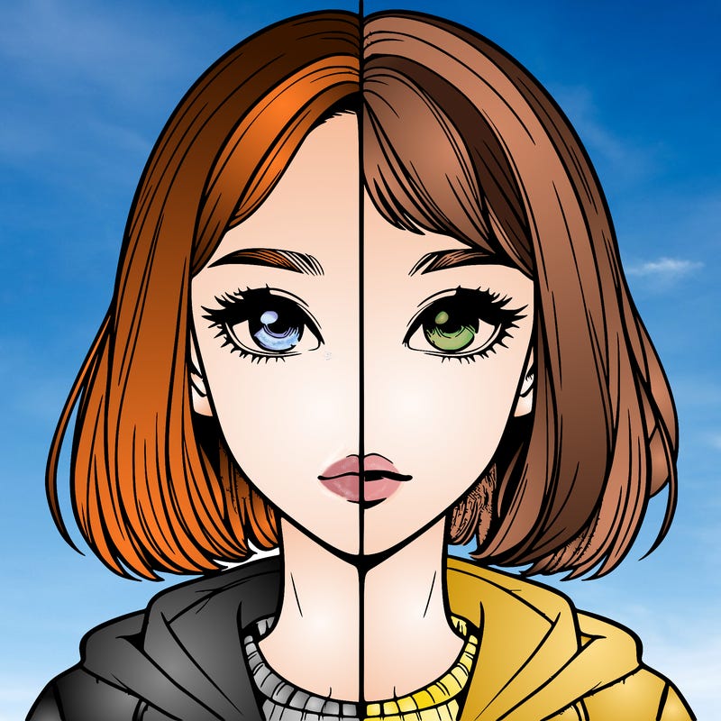 split realistic girl