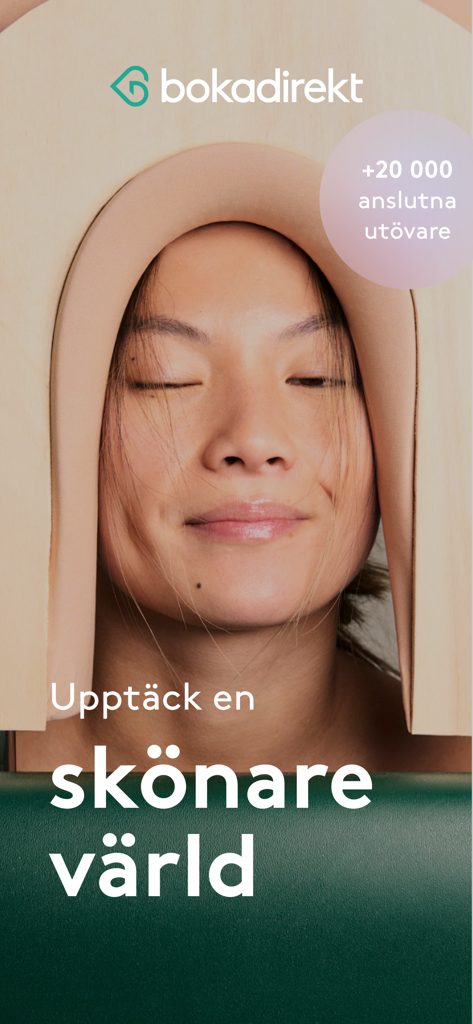 Bokadirekt promotional image showing a woman relaxed and ready for beauty and health treatments