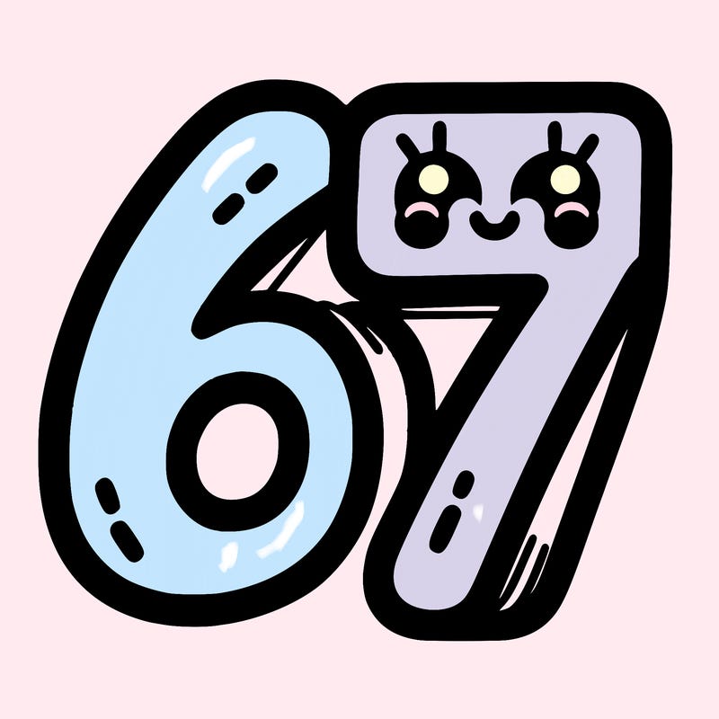 the numbers 67