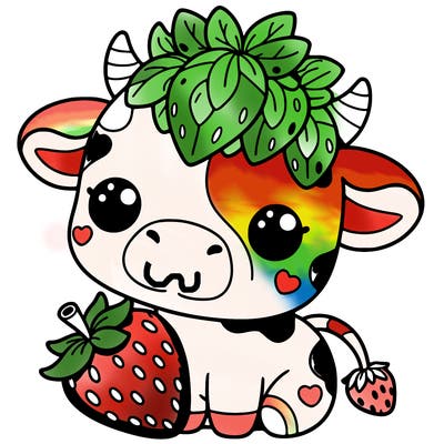 cute strawberry cow