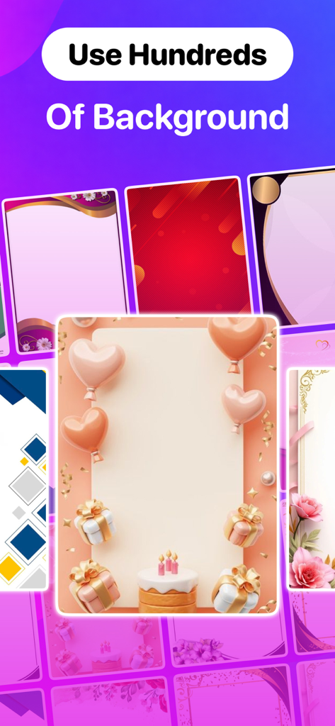 Poster Maker: AI Flyer Creator - ケーキと風船をテーマにした誕生日を含む、ポスターやフライヤー用のプロ品質の背景テンプレートのセレクション。