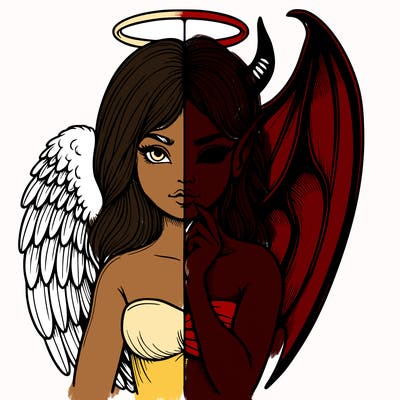 realistic angel half demon