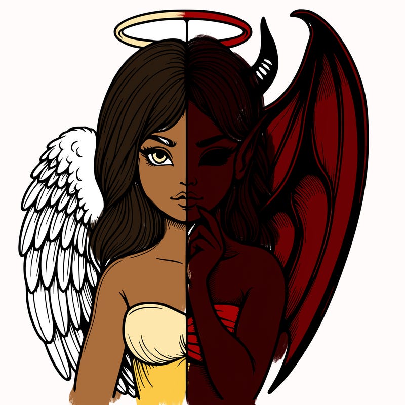 realistic angel half demon