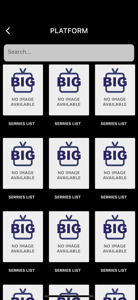 BIG IPTV(M3U Player) - Grid view of the series list in the BIG IPTV mobile application interface
