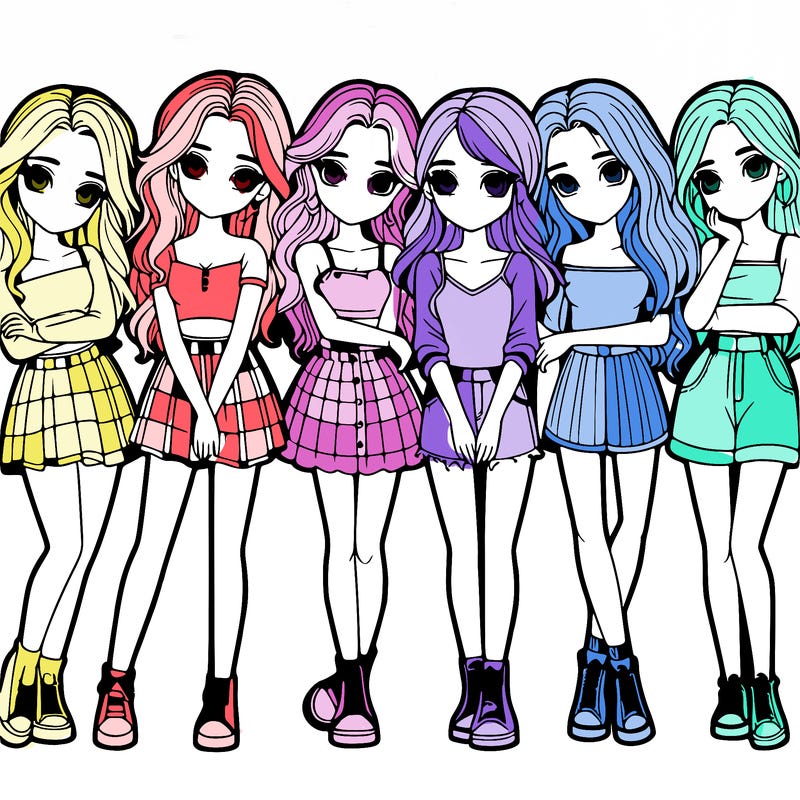 a group of girls realistic