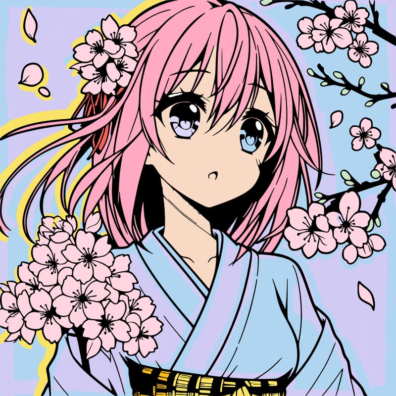 anime girl with cherry blossoms