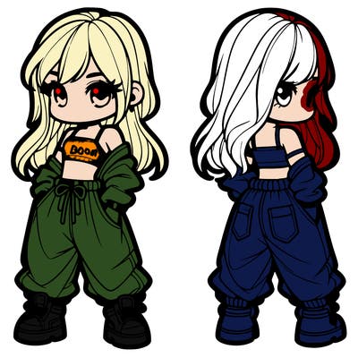 girl in crop top and baggy pants