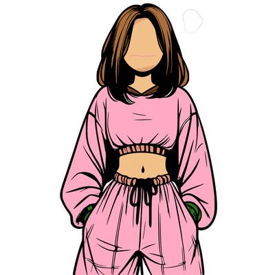 realistic girl faceless with baggy pants and a crop top