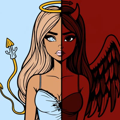 devil vs angel realistic girl