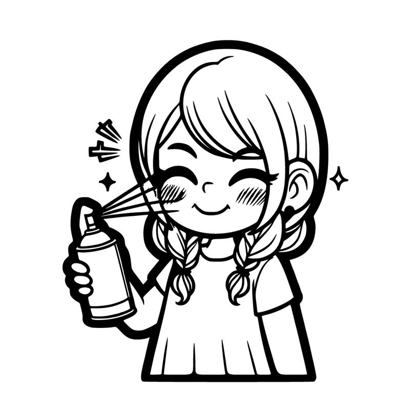 girl spraying paint at her face