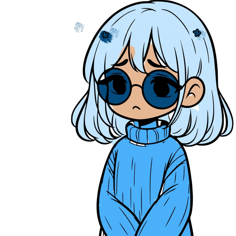 sad girl with glasses in a sweater
