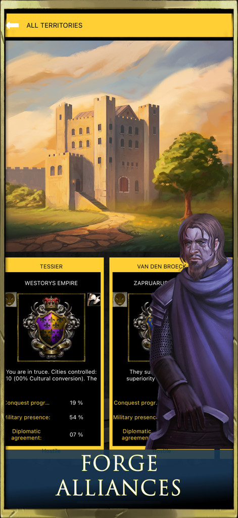 Age of Dynasties: Crusader War - Medieval kingdom management screen for forging alliances in Age of Dynasties