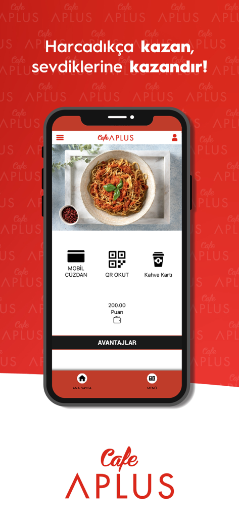 Cafe APlus - Cafe APlus app dashboard featuring mobile wallet QR scanner and coffee loyalty card