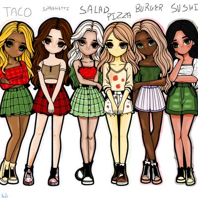 a group of girls realistic