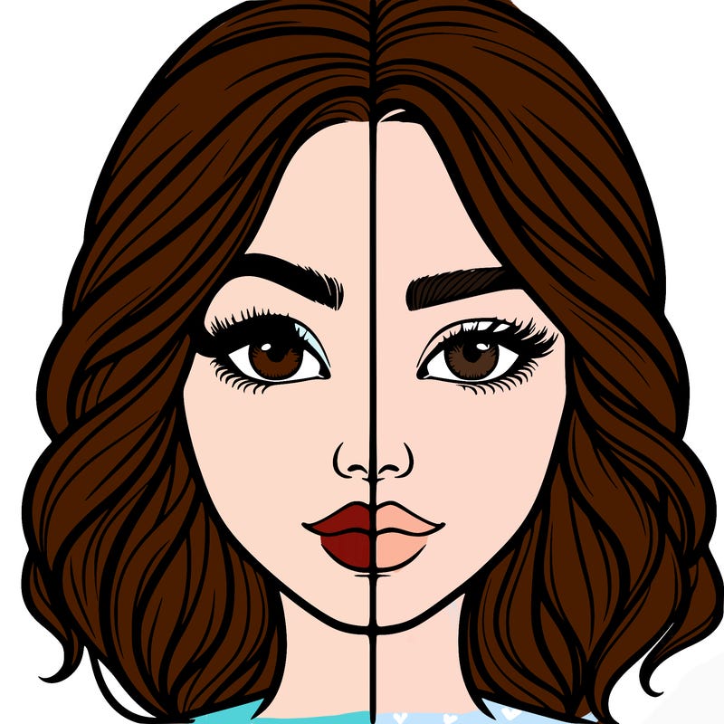 realistic girl split half