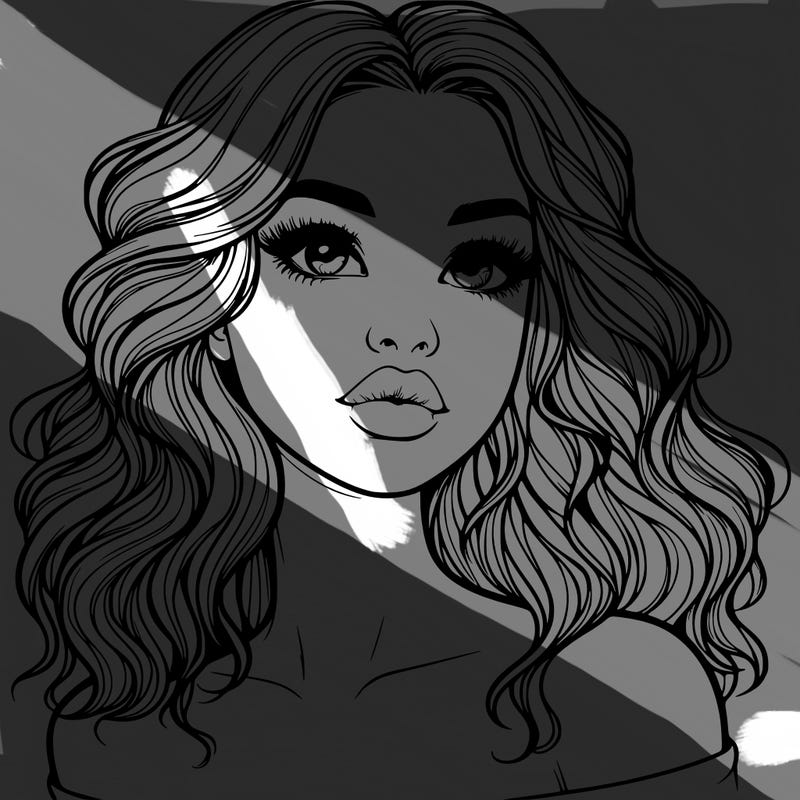 realistic girl with wavy hair and lips