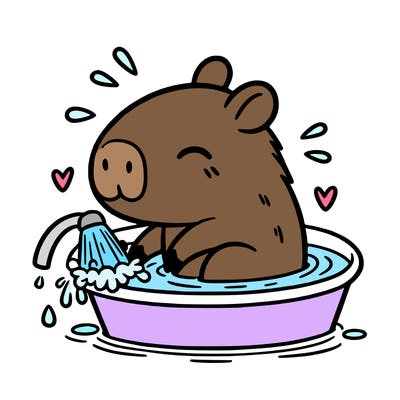 capybara taking a bath