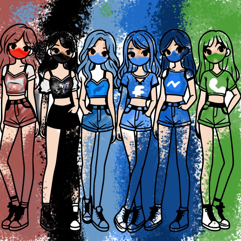 a group of girls wearing crop tops and shorts