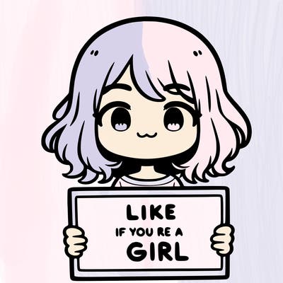 a cute girl holding a sign that says like if you’re a girl