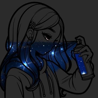 a realistic girl spray painting