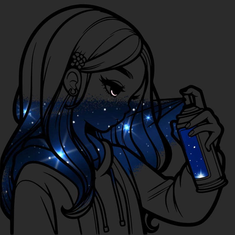 a realistic girl spray painting