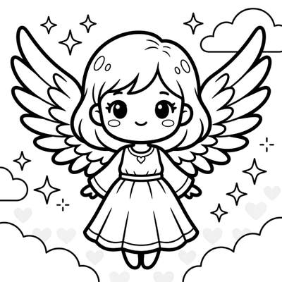 Embrace serenity with this delightful Kawaii Angel coloring page, perfect for a relaxing artistic escape. Its charming design and clear, bold lines offer an enjoyable and accessible coloring experience, especially for seniors.