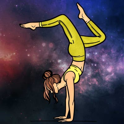 a woman doing a handstand