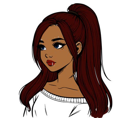 realistic girl with a high ponytail