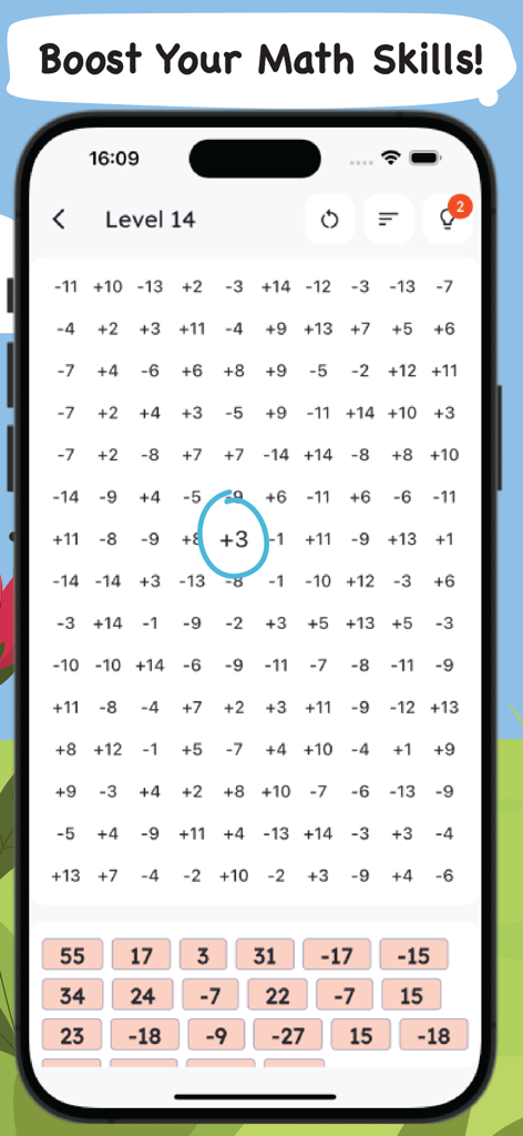 Cross Math: Math Puzzle Games - Grille d'énigmes Cross Math sur un écran mobile